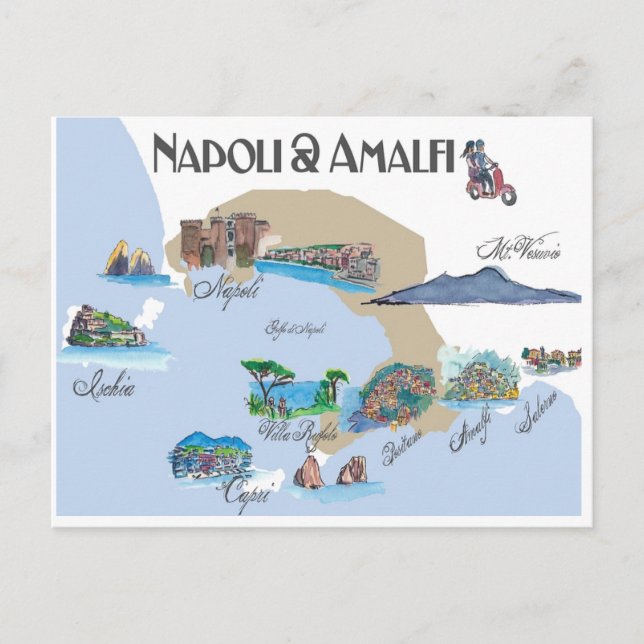 Napoli and Amalfi Coast in Italy  Postcard (Front)