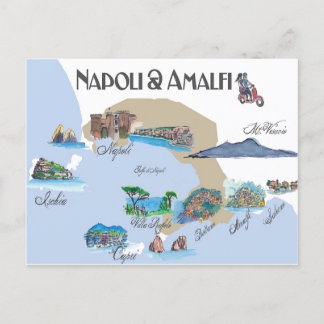 Napoli and Amalfi Coast in Italy  Postcard