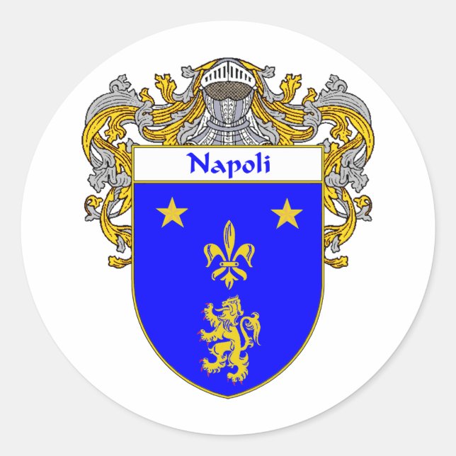 Napoli Coat of Arms (Mantled) Classic Round Sticker (Front)