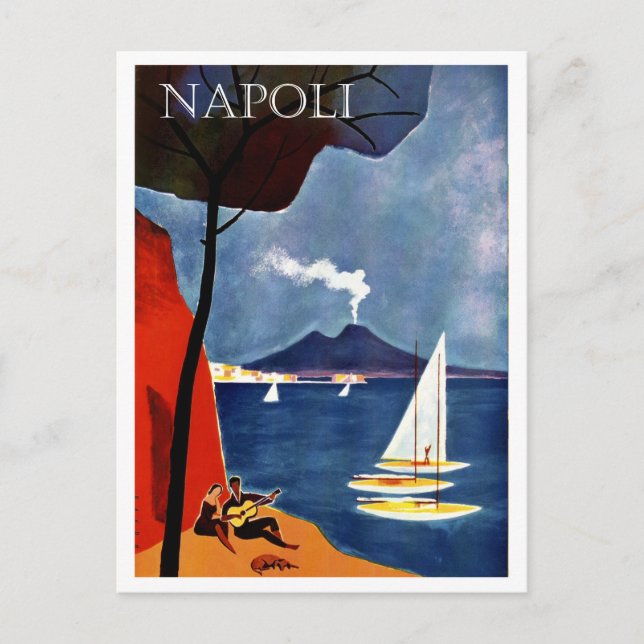 Napoli, Italy, sailing boat by the coast Postcard (Front)