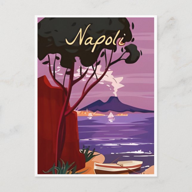 Napoli, Italy Vintage Travel naples italian europe Postcard (Front)