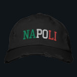 NAPOLI Naples Italy Green White Red Vintage Style Embroidered Hat<br><div class="desc">NAPOLI "Naples" Italian city name embroidered with Italy Flag Colours Green White and Red on Black vintage style distressed cotton hat. Makes a wonderful gift for anybody who adores the beautiful country of Italy!</div>