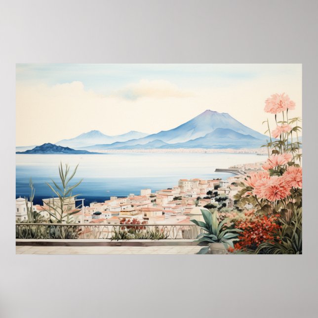 Napoli Serenity: Digital Watercolor Art Prints (Front)