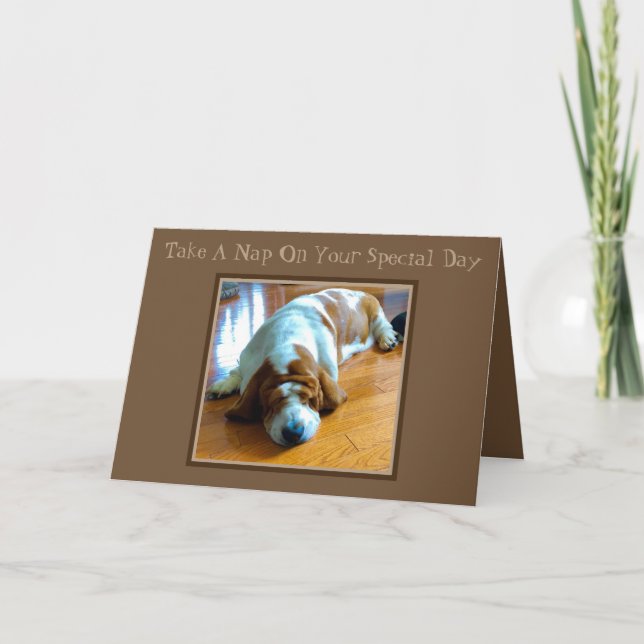 Napping Basset On Funny "Father's Day" Card (Front)