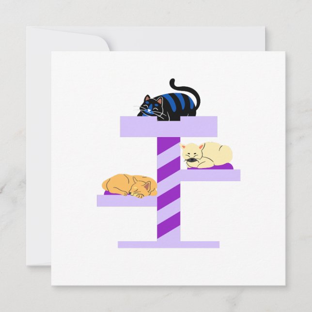 Napping Cat Sticker Invitation (Front)