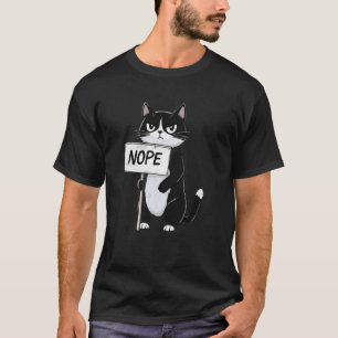 Napping Cat Tee Funny Nope Lazy Cats Lover Cute Ki
