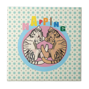 napping cat tile