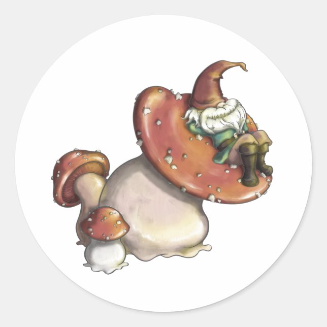 Napping Gnome Classic Round Sticker (Front)