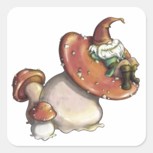 Napping Gnome Square Sticker