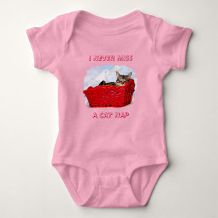Napping Grey Tabby Kitten In Basket Personalised Baby Bodysuit