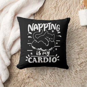 Napping Is My Cardio Simple Funny Cat Design Cushion