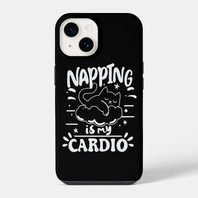 Napping Is My Cardio Simple Funny Cat Design iPhone Case (Back)