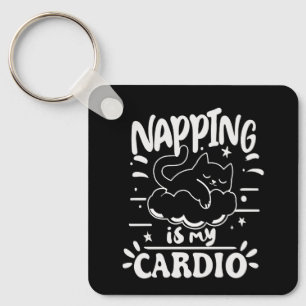 Napping Is My Cardio Simple Funny Cat Design Key Ring