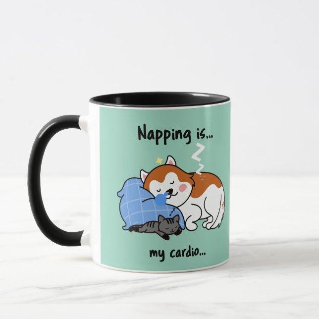 napping is... my cardio... sleeping nap mug (Left)