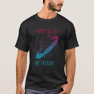 Napping Is My Herapy Sleeping Dreaming Cosmic Cat T-Shirt