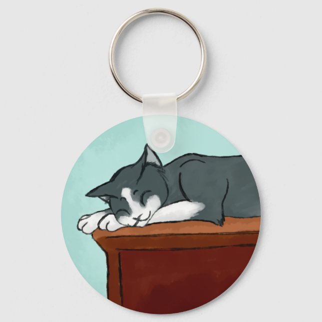 Napping Kitty Key Ring (Front)