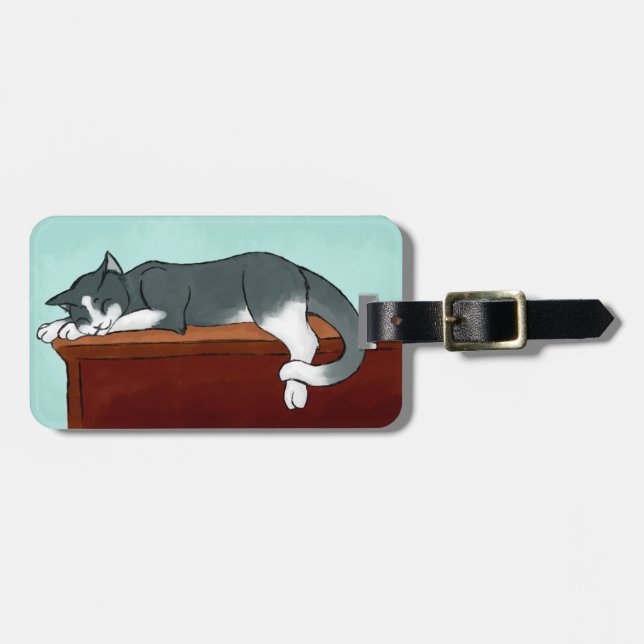 Napping Kitty Luggage Tag (Front Horizontal)