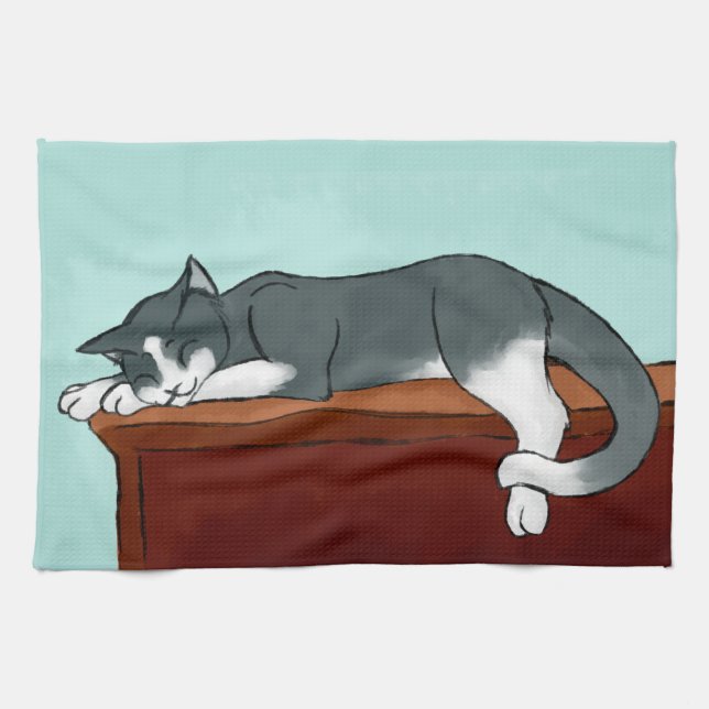 Napping Kitty Tea Towel (Horizontal)