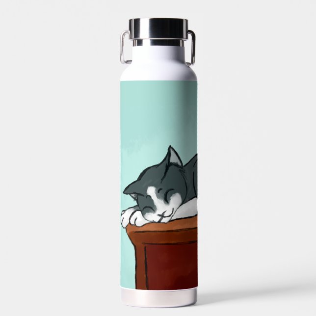 Napping Kitty Water Bottle (Front)