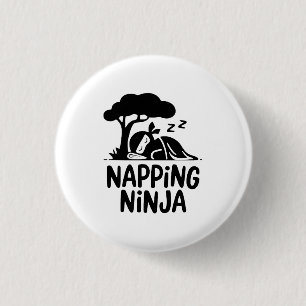 Napping Ninja - Cute Sleepy Ninja Art Funny Sleep 3 Cm Round Badge