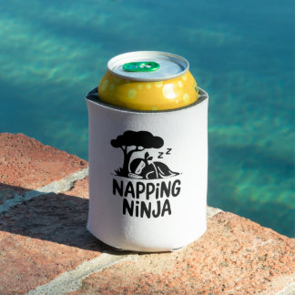 Napping Ninja - Cute Sleepy Ninja Art Funny Sleep Can Cooler