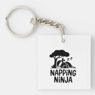 Napping Ninja - Cute Sleepy Ninja Art Funny Sleep Key Ring