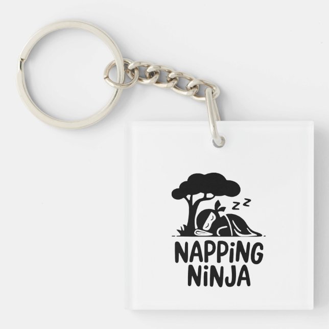 Napping Ninja - Cute Sleepy Ninja Art Funny Sleep Key Ring (Front)