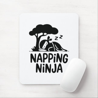 Napping Ninja - Cute Sleepy Ninja Art Funny Sleep Mouse Mat
