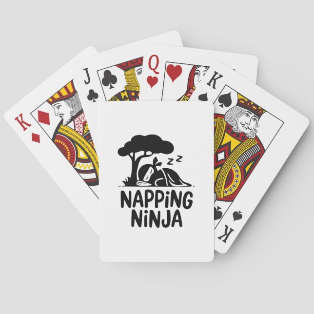 Napping Ninja - Cute Sleepy Ninja Art Funny Sleep Playing Cards (Back)