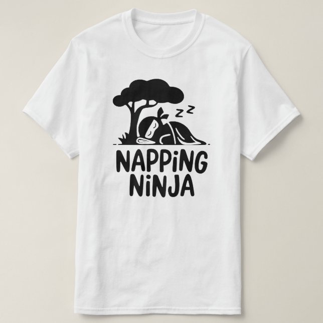 Napping Ninja - Cute Sleepy Ninja Art Funny Sleep T-Shirt (Design Front)