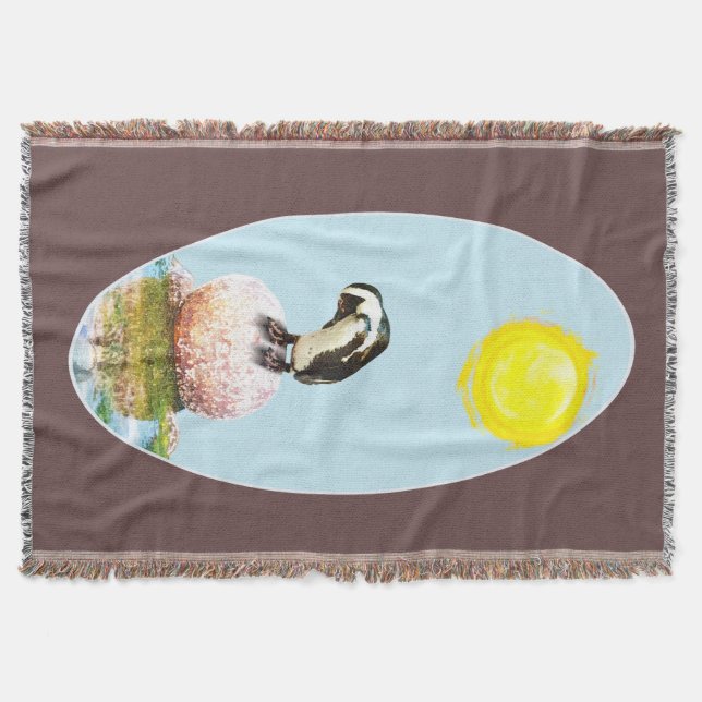 Napping Penguin in the Sun Throw Blanket (Front)