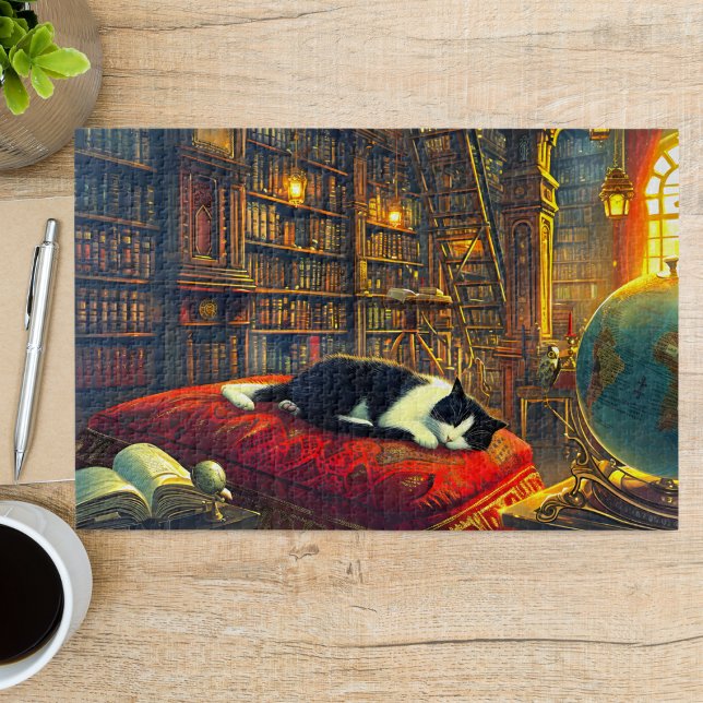 Napping Scholar Cat Mum Gift 1000 Piece        Jigsaw Puzzle (Creator Uploaded)