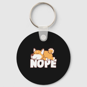 Napping shiba inu funny nope lazy pet gift key ring