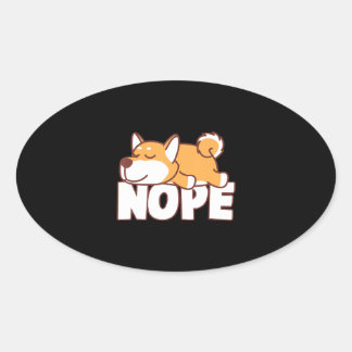 Napping shiba inu | funny nope lazy pet gift oval sticker
