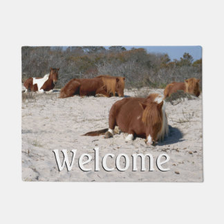 Napping Wild Ponies at Assateague National Park Doormat