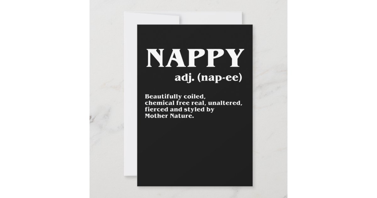 Nappy Definition Adjective Natural Skin Hair Melan Invitation Zazzle