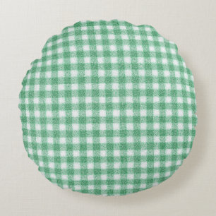 Nappy Mint Green Gingham Round Cushion