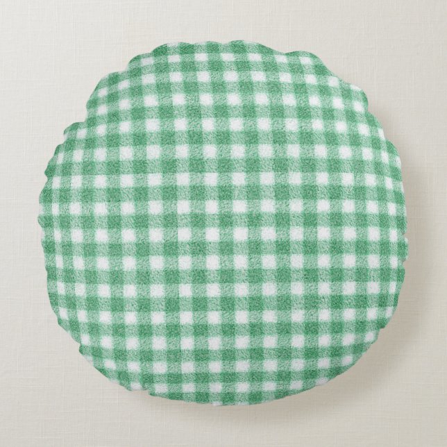 Nappy Mint Green Gingham  Round Cushion (Front)