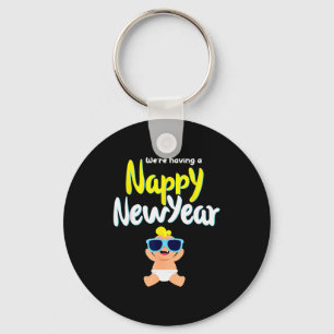 Nappy New Year Diaper Expecting Pregnant Funny Hap Key Ring
