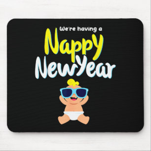Nappy New Year Diaper Expecting Pregnant Funny Hap Mouse Mat