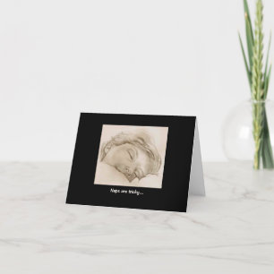 Naps are Tricky graphite drawing  Card