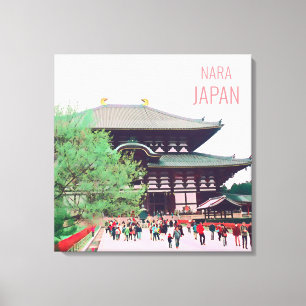 Nara famous temple travel poster Japan Canvas Print