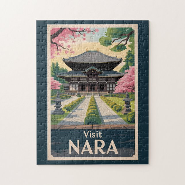 Nara Japan Illustration Travel Art Vintage Jigsaw Puzzle (Vertical)