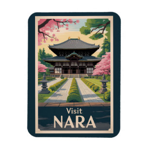 Nara Japan Illustration Travel Art Vintage Magnet
