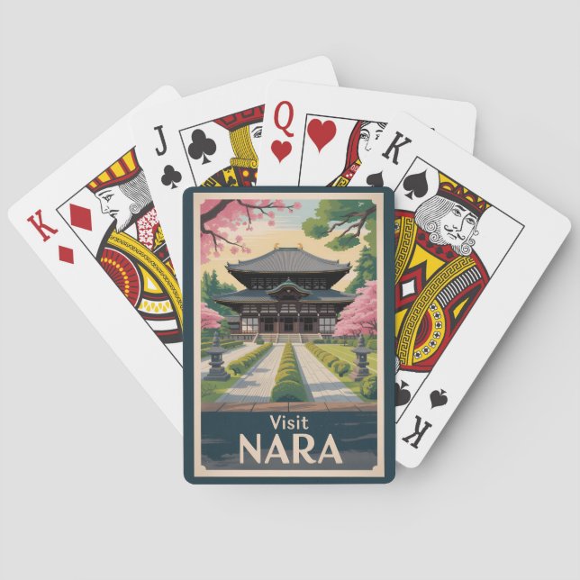 Nara Japan Illustration Travel Art Vintage Playing Cards (Back)