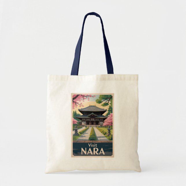 Nara Japan Illustration Travel Art Vintage Tote Bag (Front)