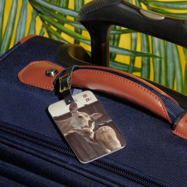 Nara, Japan - Sika Deer - Mother & Fawn Luggage Tag (Front Insitu 1)