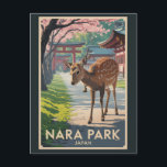 Nara Park Japan Deer Illustration Travel Art Retro Postcard<br><div class="desc">Nara Park Japan vector artwork design. Nara Park,  located in Japan’s historic city of Nara,  is world-famous for its friendly,  free-roaming deer and nearby ancient temples such as Todai-ji and Kasuga Taisha.</div>