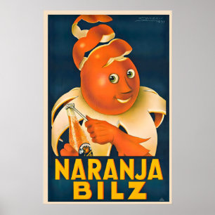 Naranja Bilz Orange Juice Achille Mauzan Vintage Poster