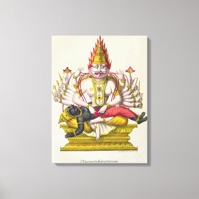 Narasimha, engraved by de Marlet (colour litho) Canvas Print (Front)